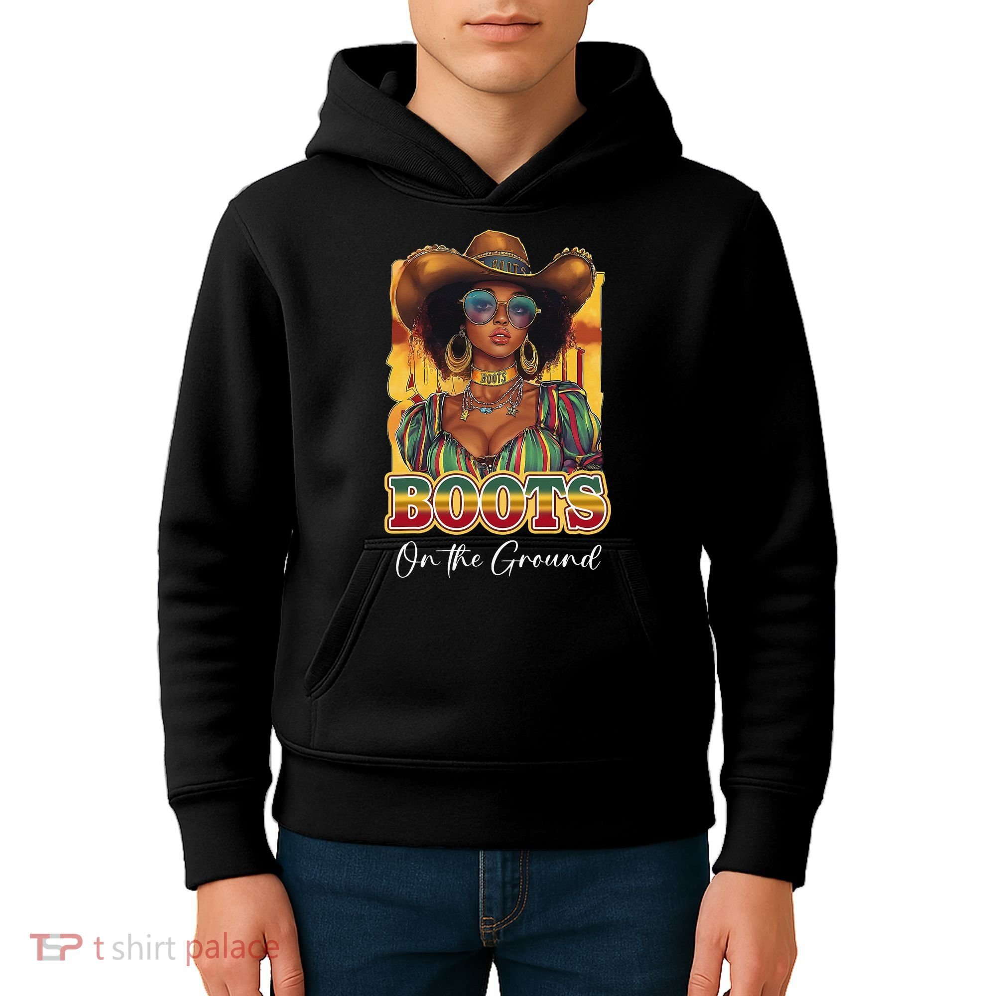 Boots On Ground Juneteenth Cowgirl Linedance Boots Western Kids Hoodie