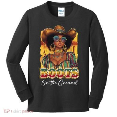 Boots On Ground Juneteenth Cowgirl Linedance Boots Western Kids Long Sleeve Shirt