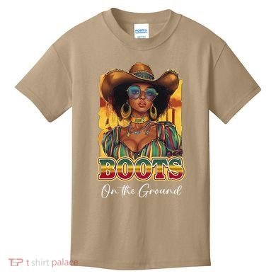 Boots On Ground Juneteenth Cowgirl Linedance Boots Western Kids T-Shirt