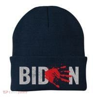 Blood On His Hands Anti Joe Biden Bloody Handprint Beanie thumb 0