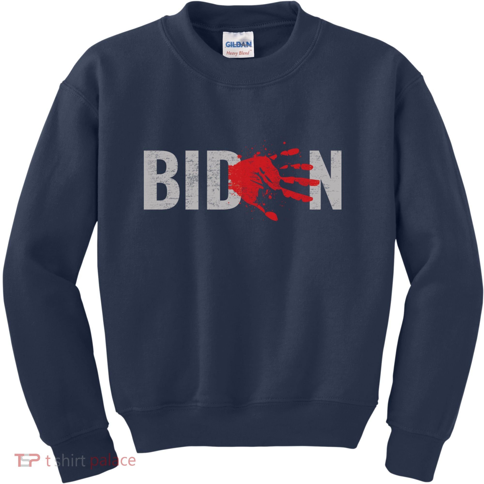 Blood On His Hands Anti Joe Biden Bloody Handprint Kids Sweatshirt
