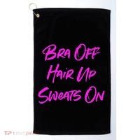 Bra Off Hair Up Sweats On Golf Towel thumb 0