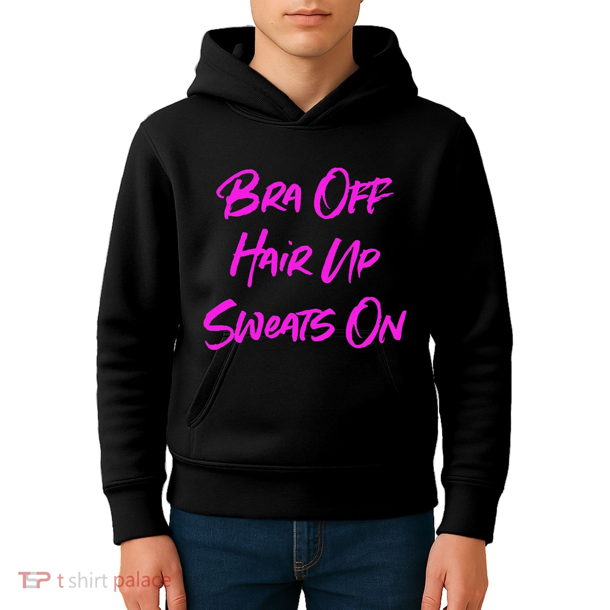 Bra Off Hair Up Sweats On Kids Hoodie