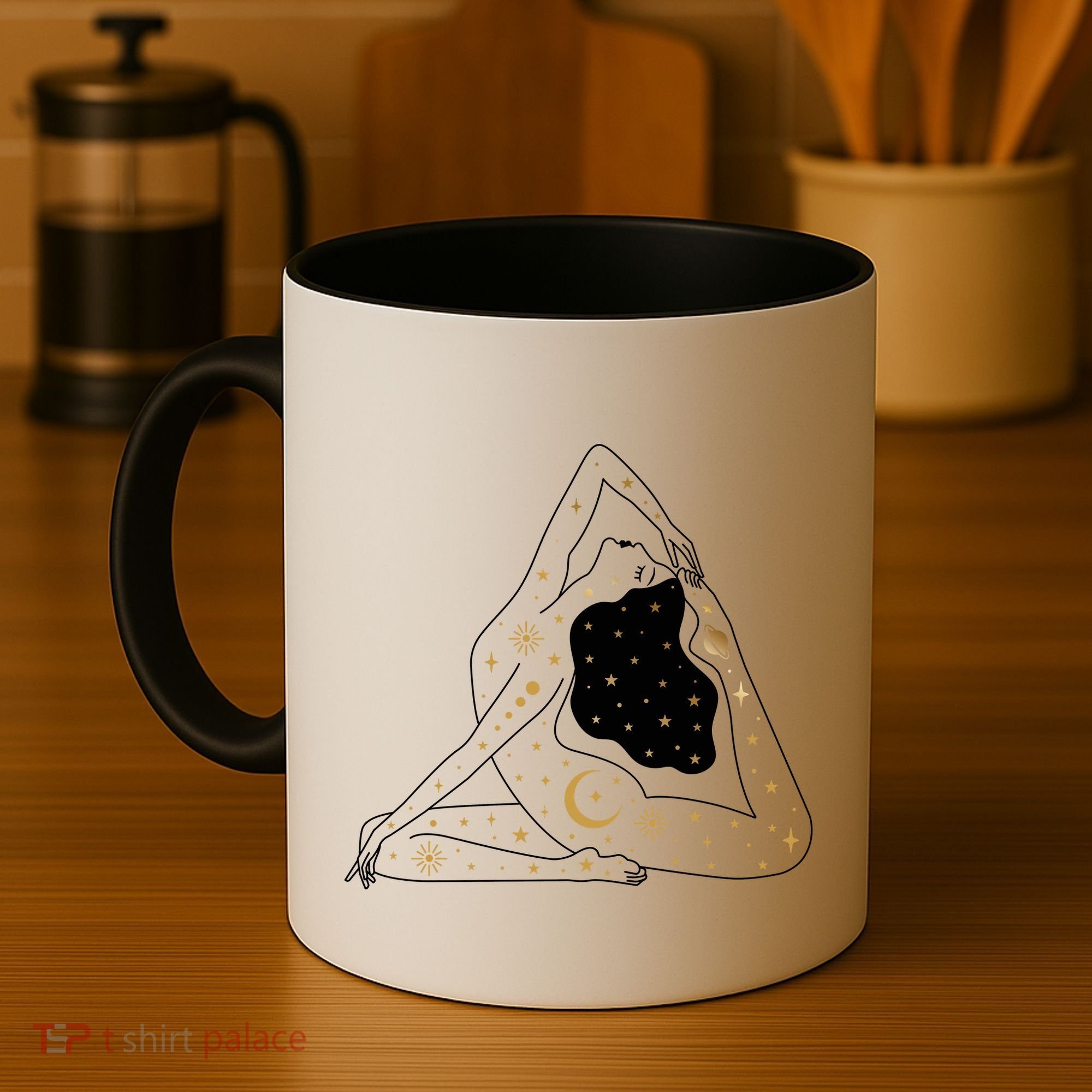 Boho Celestial Bodies Yoga Girl Coffee Mug