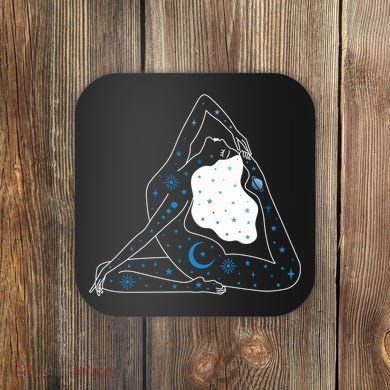 Boho Celestial Bodies Yoga Girl Coaster