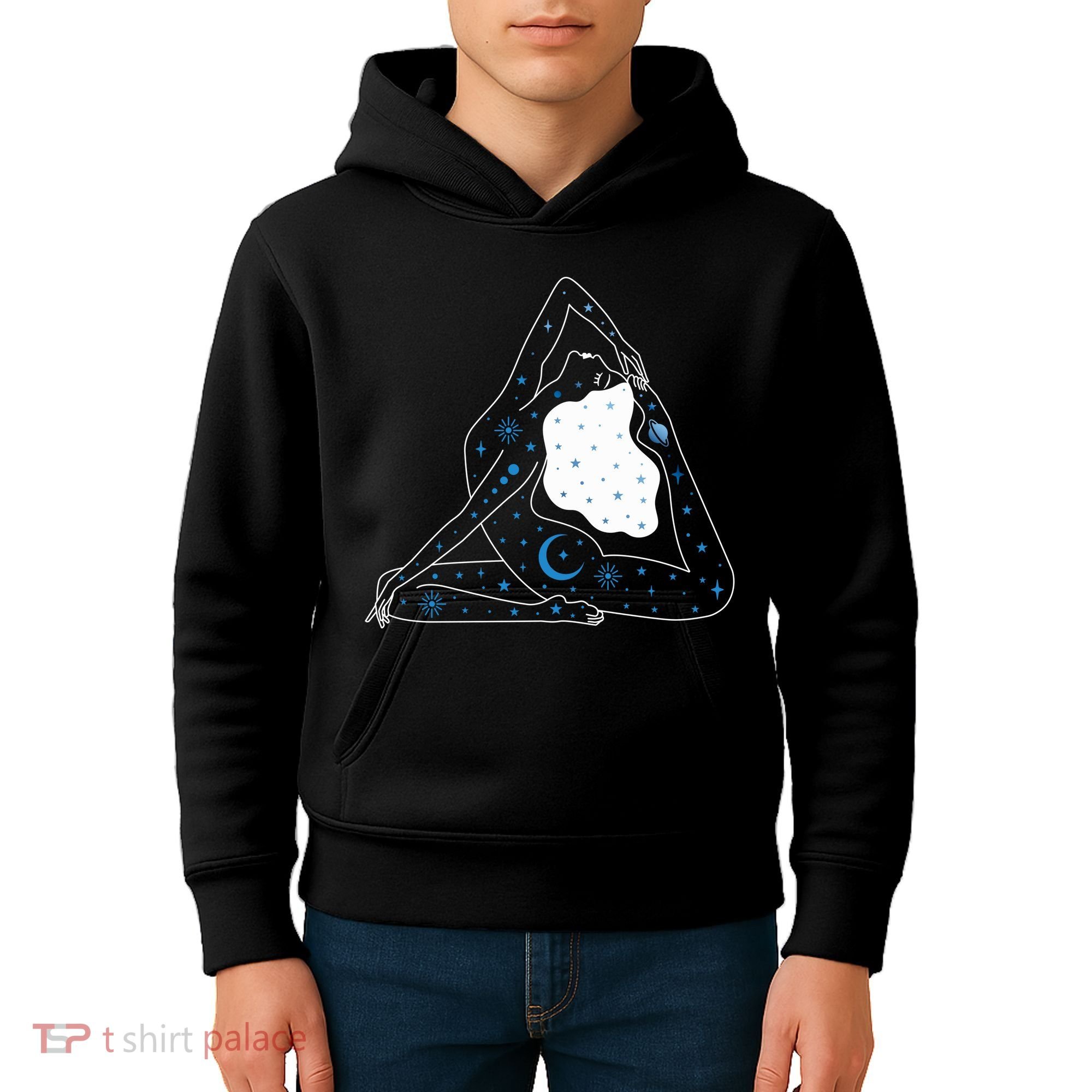Boho Celestial Bodies Yoga Girl Kids Hoodie