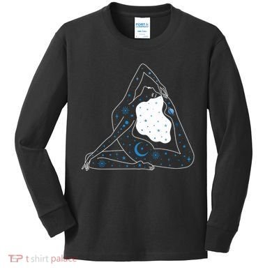 Boho Celestial Bodies Yoga Girl Kids Long Sleeve Shirt