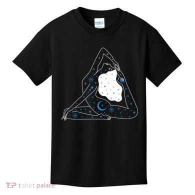 Boho Celestial Bodies Yoga Girl Kids T-Shirt
