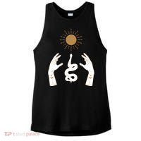 Boho Hands Reaching For The Sun Snake Ladies PosiCharge Tri-Blend Wicking Tank thumb 0