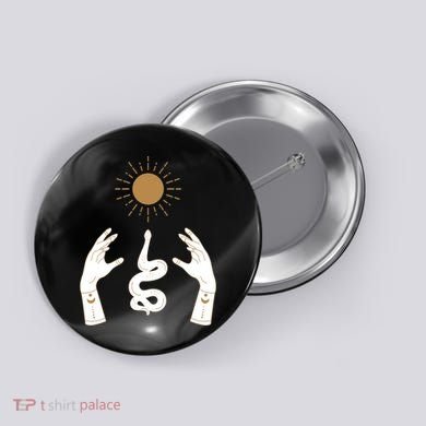 Boho Hands Reaching For The Sun Snake Button