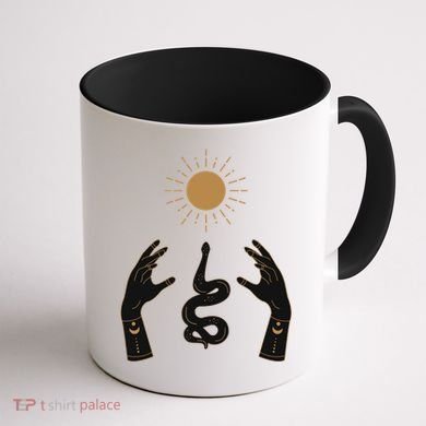Boho Hands Reaching For The Sun Snake Coffee Mug back