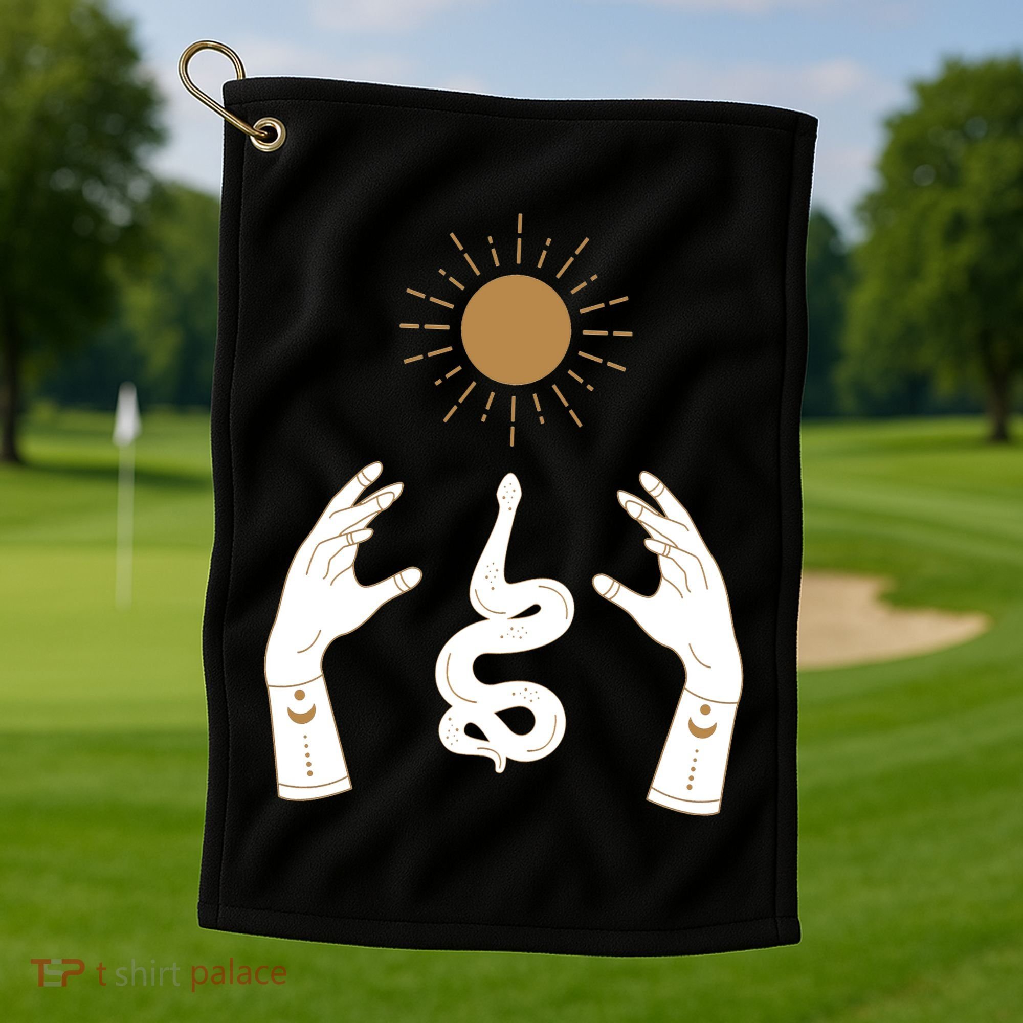 Boho Hands Reaching For The Sun Snake Golf Towel