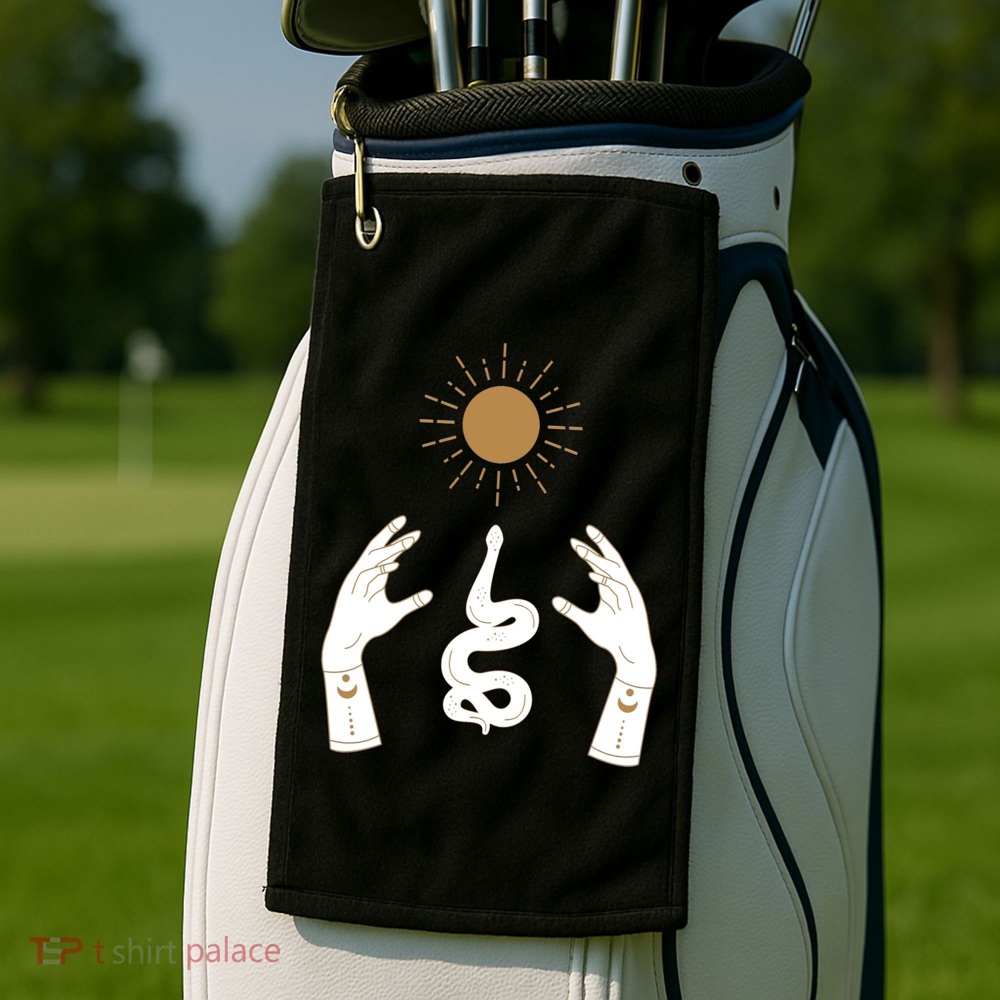 Boho Hands Reaching For The Sun Snake Golf Towel