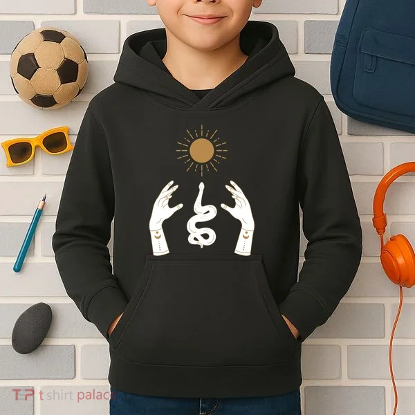Boho Hands Reaching For The Sun Snake Kids Hoodie