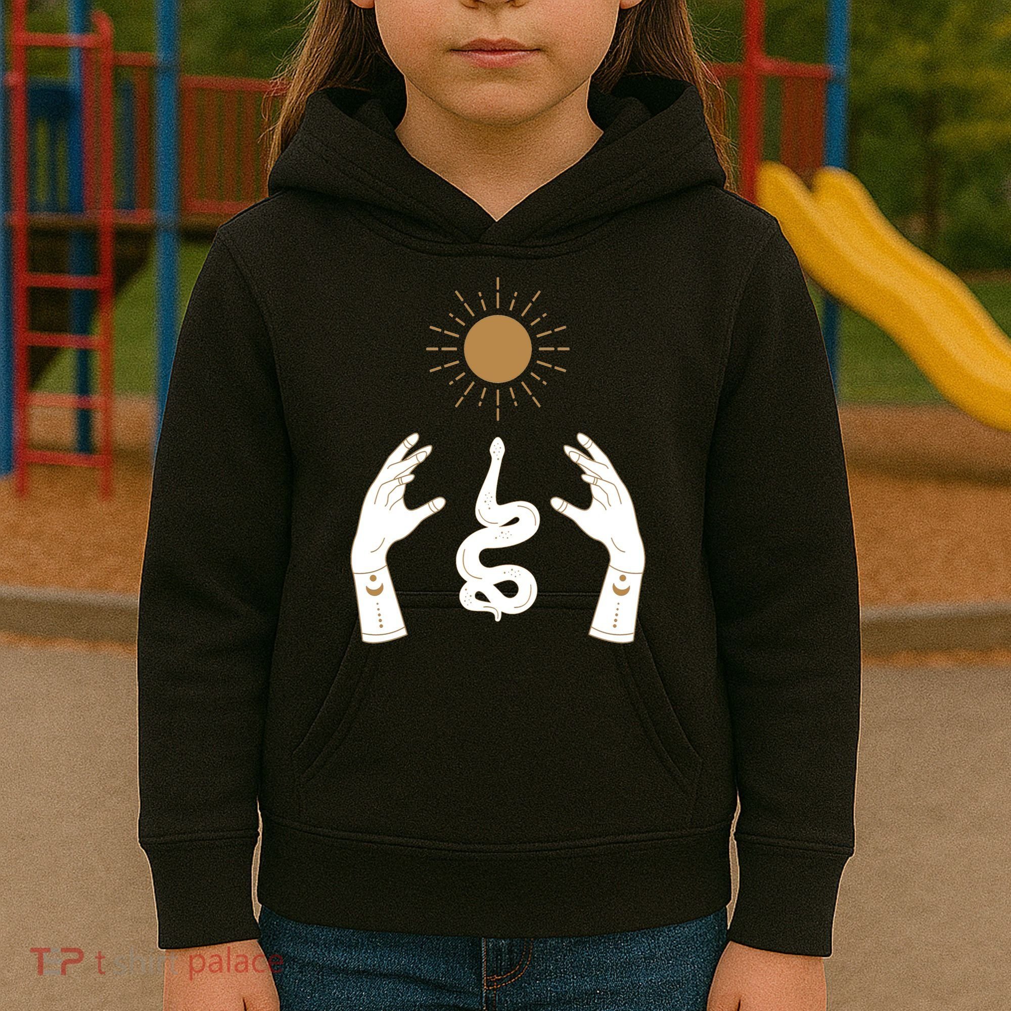Boho Hands Reaching For The Sun Snake Kids Hoodie