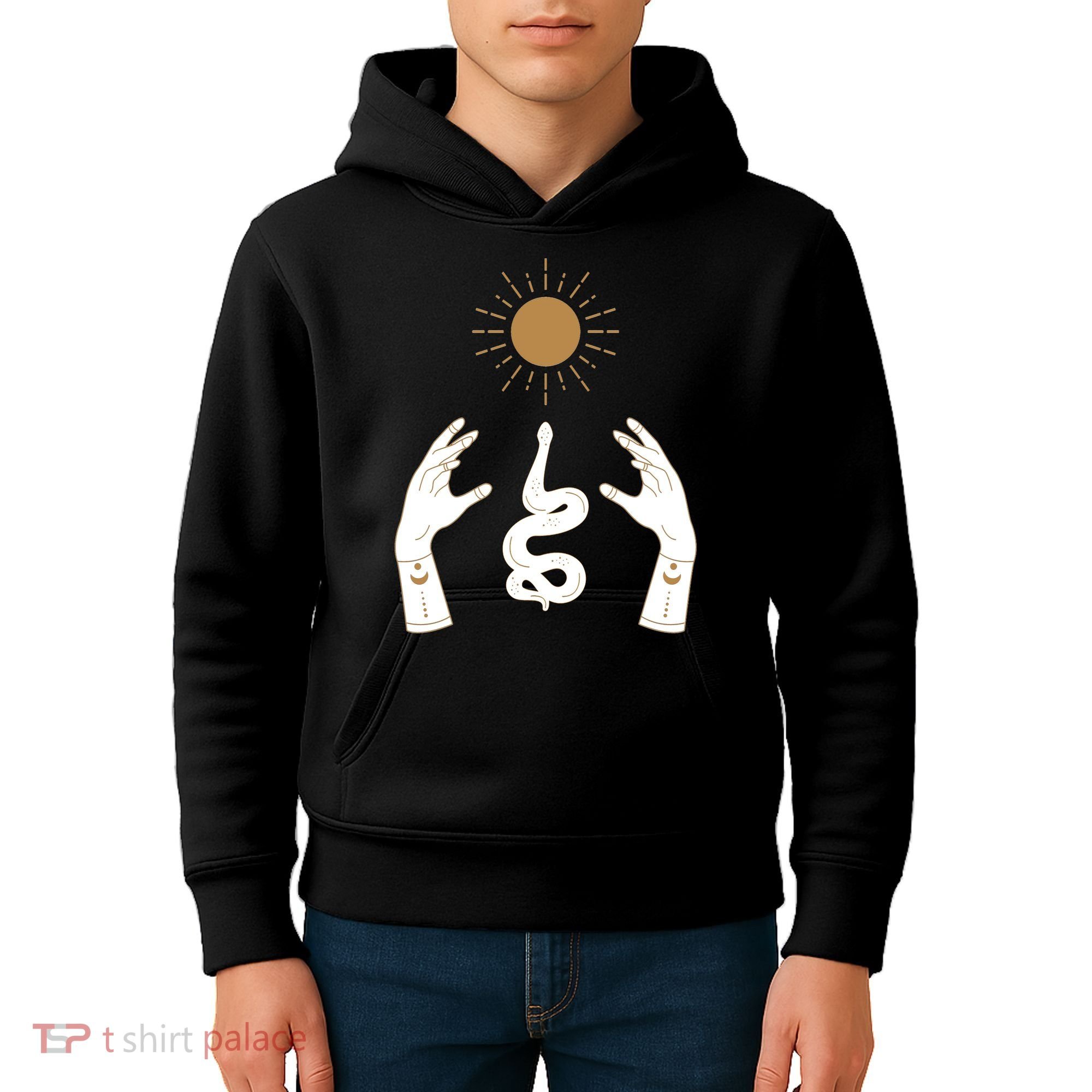 Boho Hands Reaching For The Sun Snake Kids Hoodie