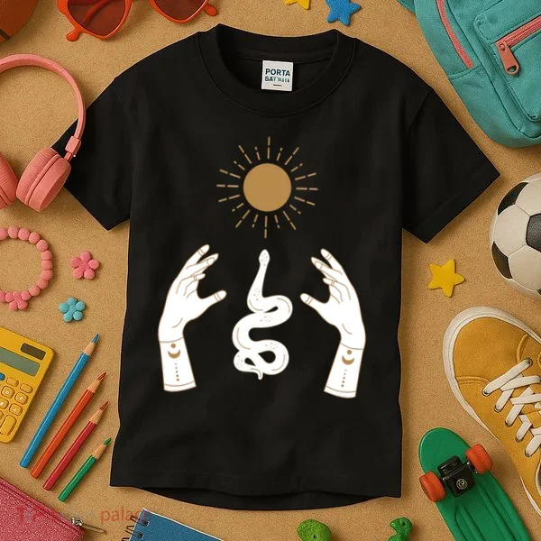 Boho Hands Reaching For The Sun Snake Kids T-Shirt