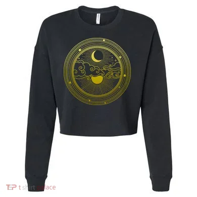 BoHo Moon and Sun Reflection Cropped Pullover Crew