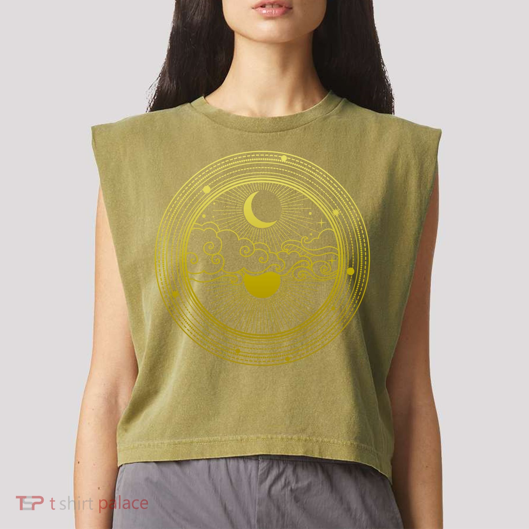 BoHo Moon and Sun Reflection Garment-Dyed Women's Muscle Tee