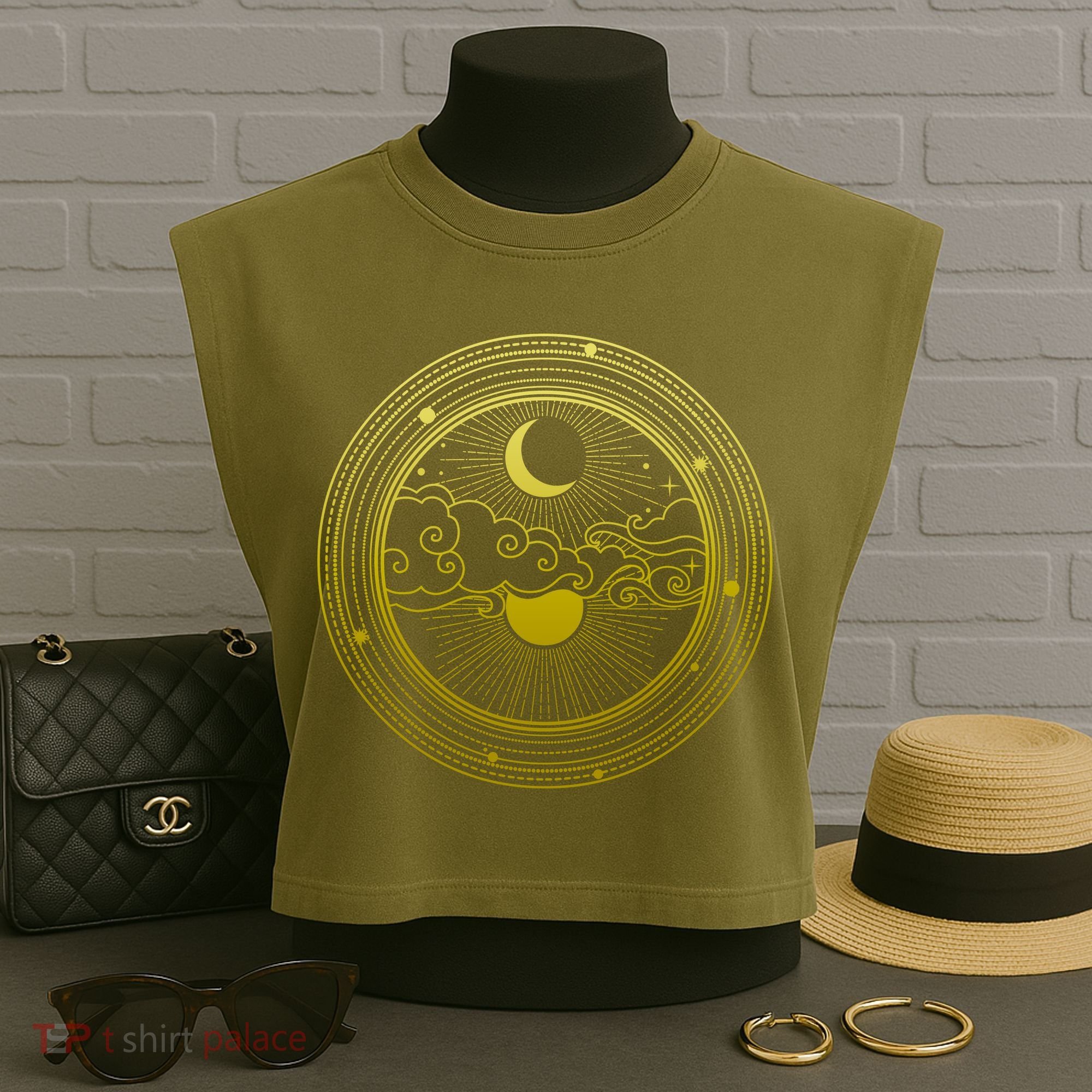 BoHo Moon and Sun Reflection Garment-Dyed Women's Muscle Tee