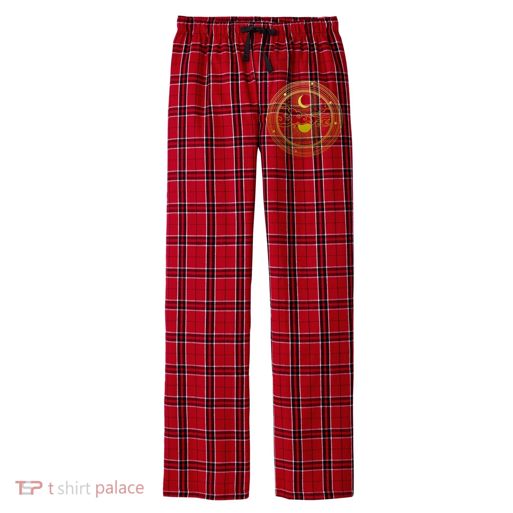 BoHo Moon and Sun Reflection Men's Flannel Plaid Pajama Pants