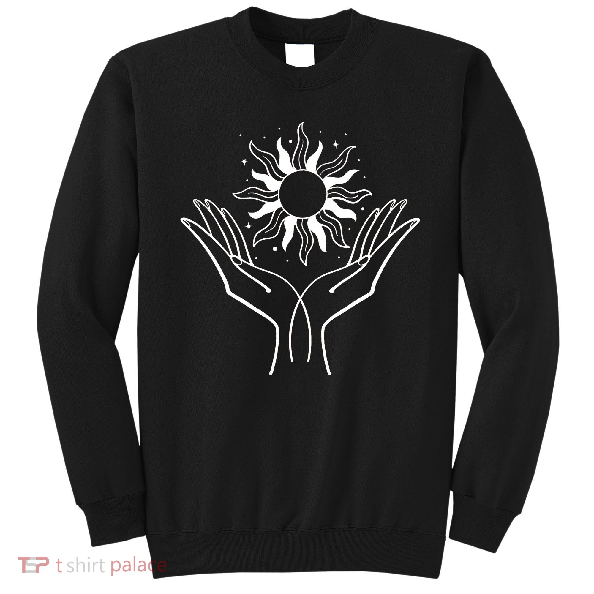 Boho Styled Hands Lifting Sun Spiritual Sweatshirt