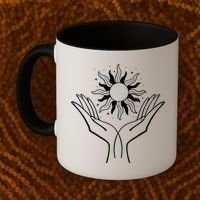 Boho Styled Hands Lifting Sun Spiritual Coffee Mug thumb 2
