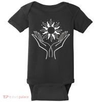Boho Styled Hands Lifting Sun Spiritual Baby Bodysuit thumb 0