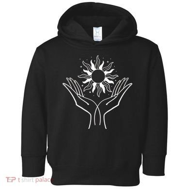Boho Styled Hands Lifting Sun Spiritual Toddler Hoodie
