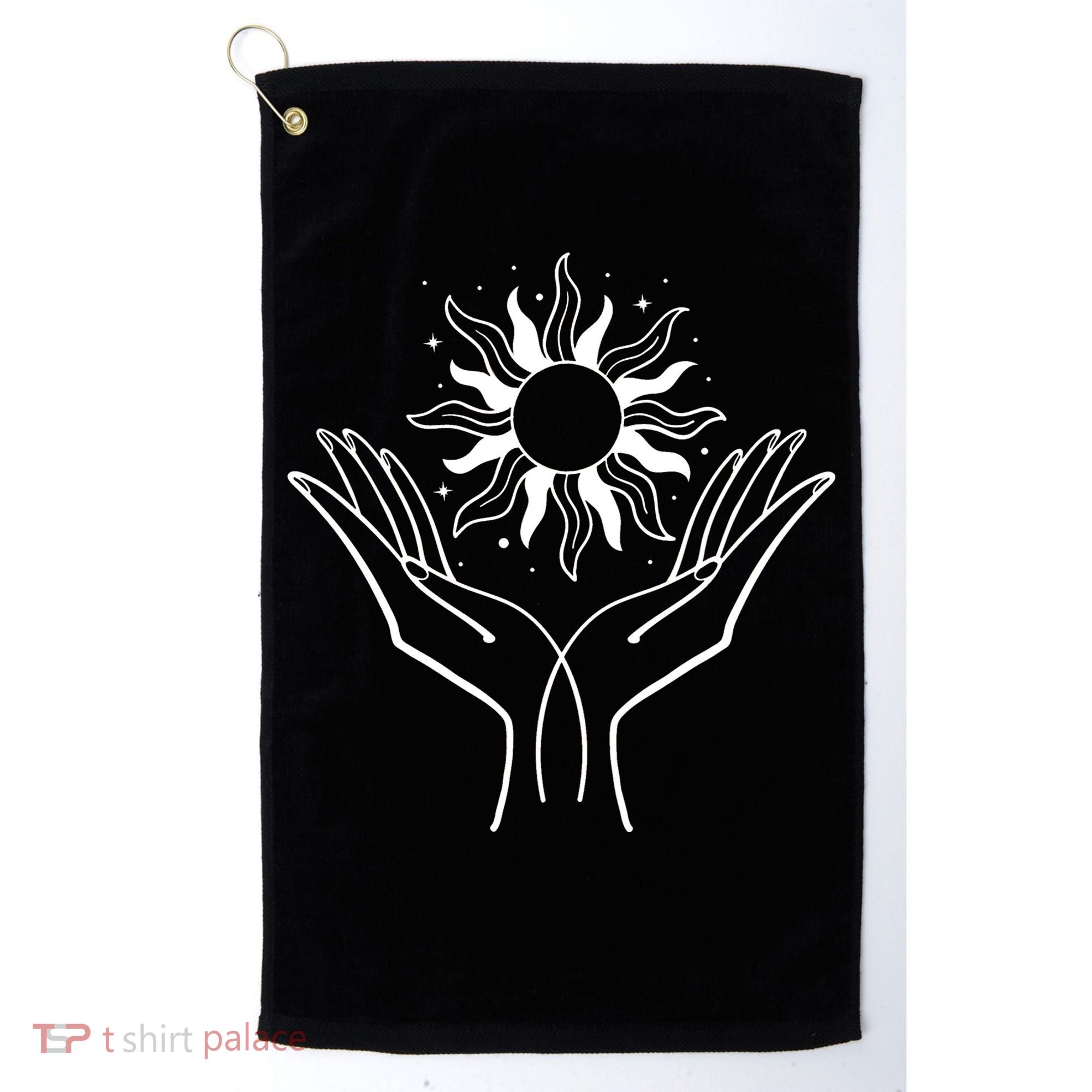 Boho Styled Hands Lifting Sun Spiritual Golf Towel