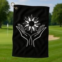 Boho Styled Hands Lifting Sun Spiritual Golf Towel thumb 1