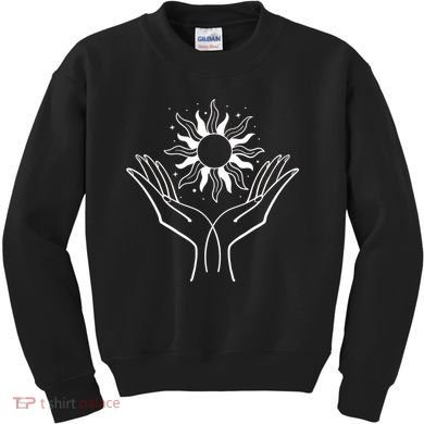 Boho Styled Hands Lifting Sun Spiritual Kids Sweatshirt