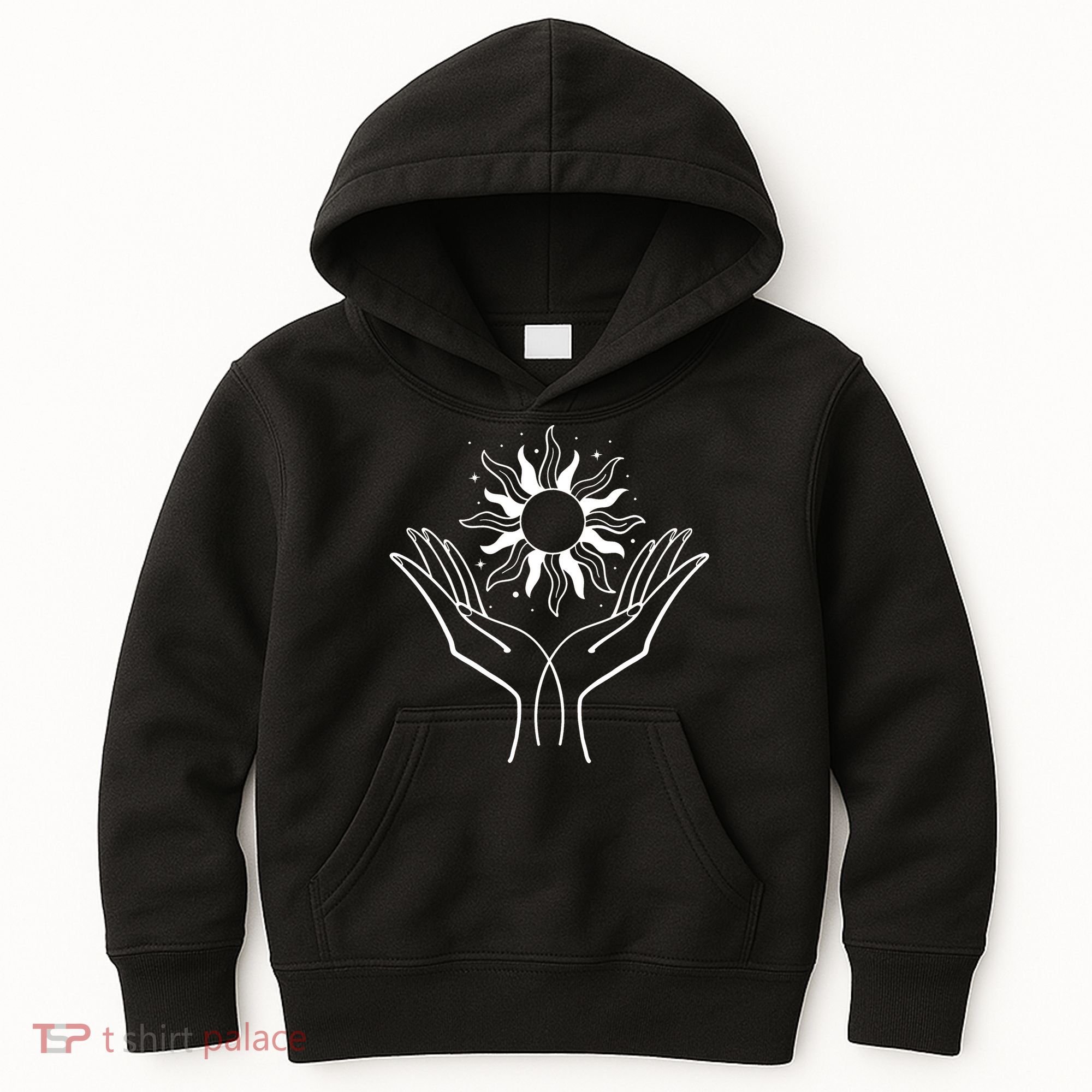 Boho Styled Hands Lifting Sun Spiritual Kids Hoodie