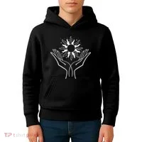 Boho Styled Hands Lifting Sun Spiritual Kids Hoodie thumb 4