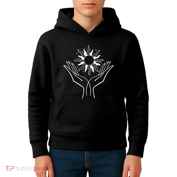 Boho Styled Hands Lifting Sun Spiritual Kids Hoodie