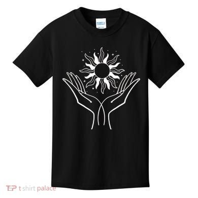 Boho Styled Hands Lifting Sun Spiritual Kids T-Shirt