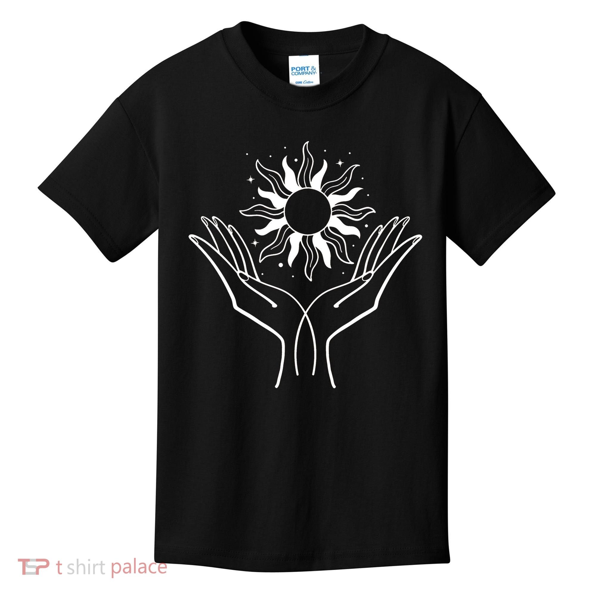 Boho Styled Hands Lifting Sun Spiritual Kids T-Shirt