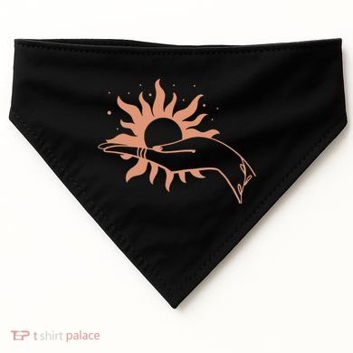 Boho Styled Open Palm Sun In Hand USA-Made Doggie Bandana