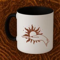 Boho Styled Open Palm Sun In Hand Coffee Mug thumb 2