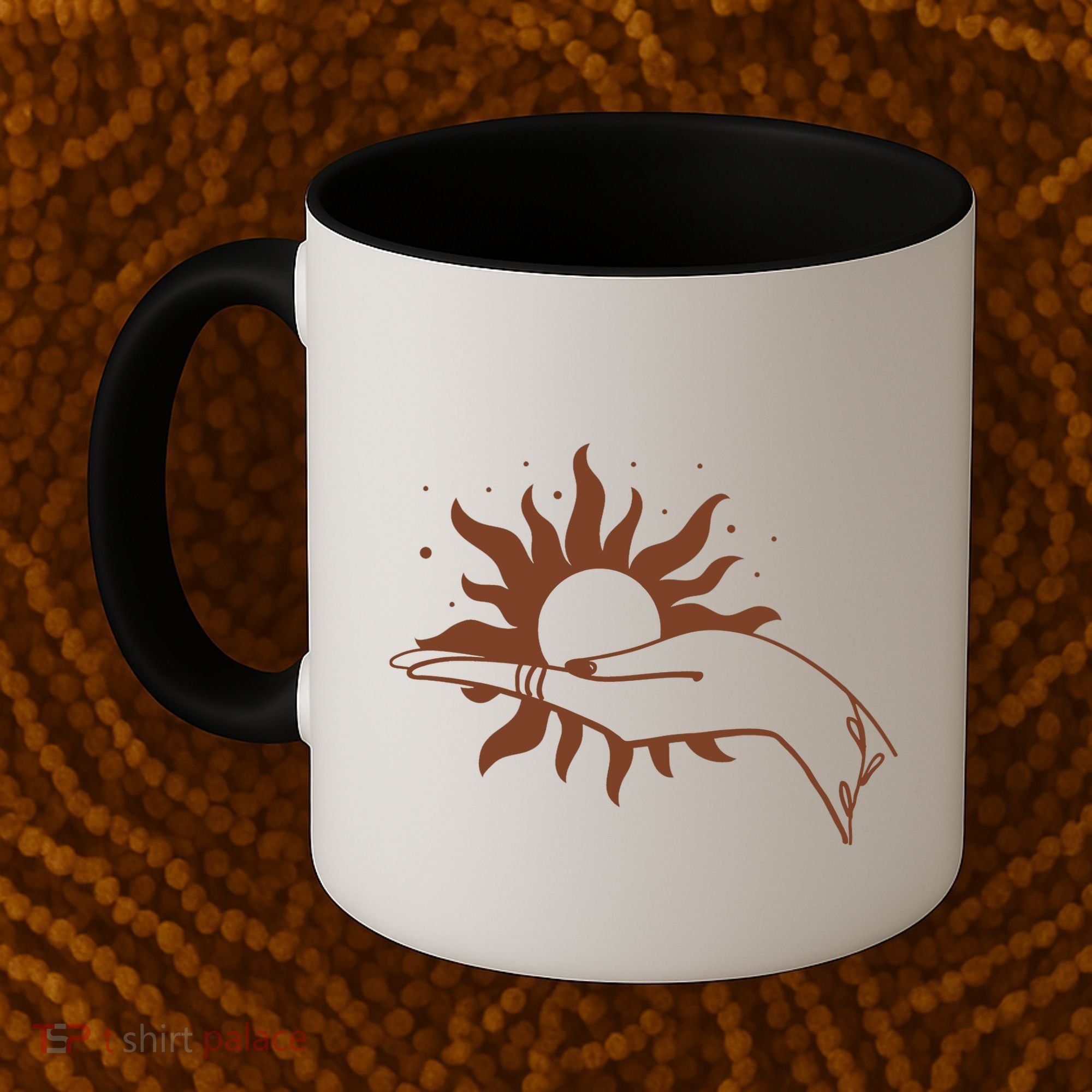 Boho Styled Open Palm Sun In Hand Coffee Mug
