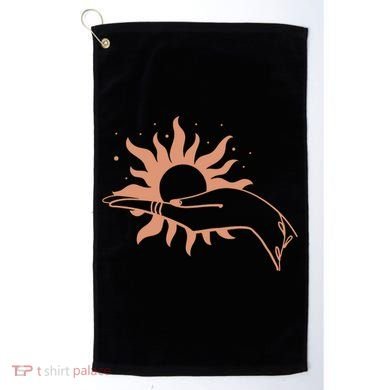 Boho Styled Open Palm Sun In Hand Golf Towel