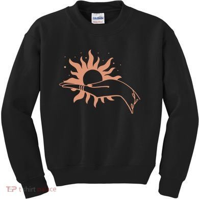Boho Styled Open Palm Sun In Hand Kids Sweatshirt