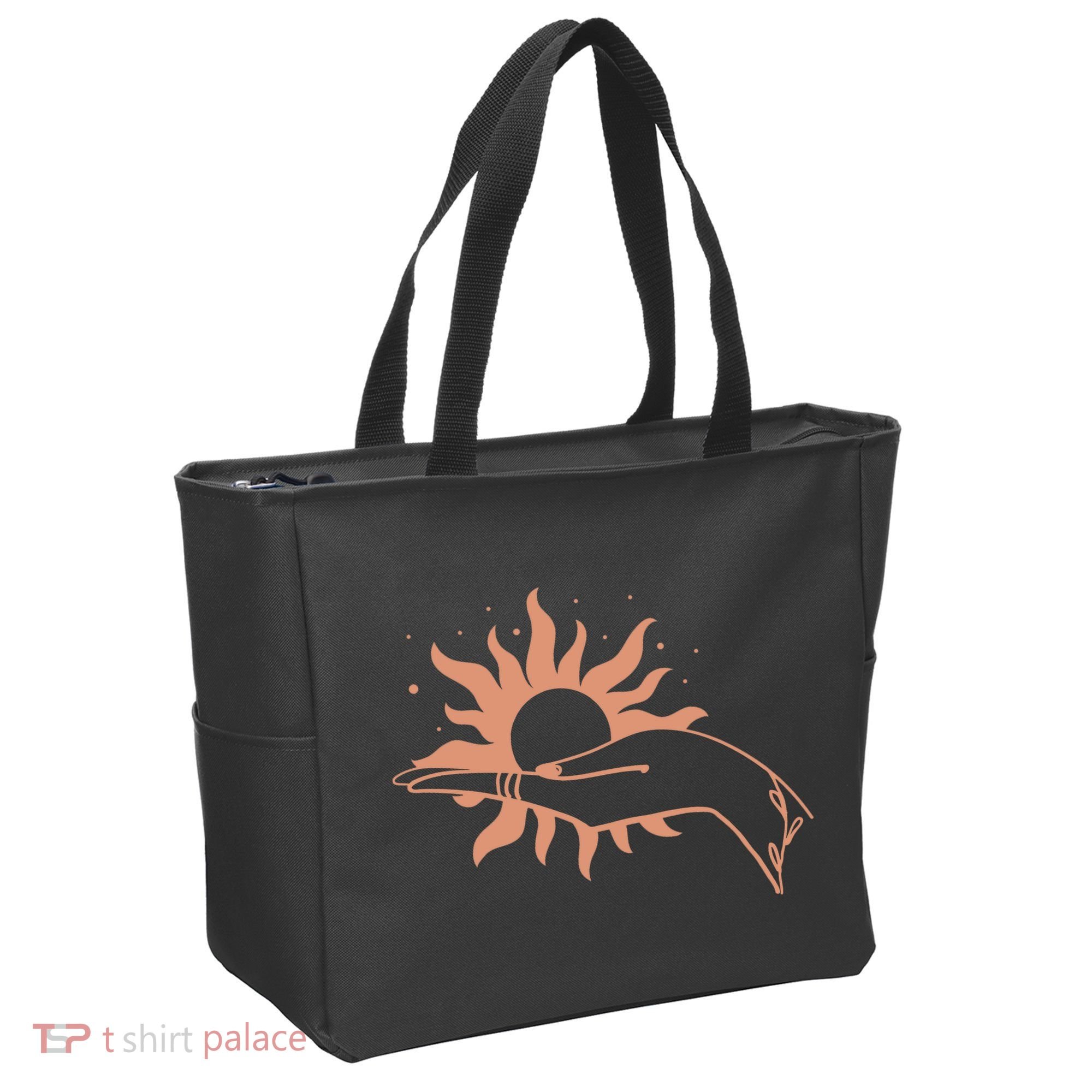 Boho Styled Open Palm Sun In Hand Tote Bag