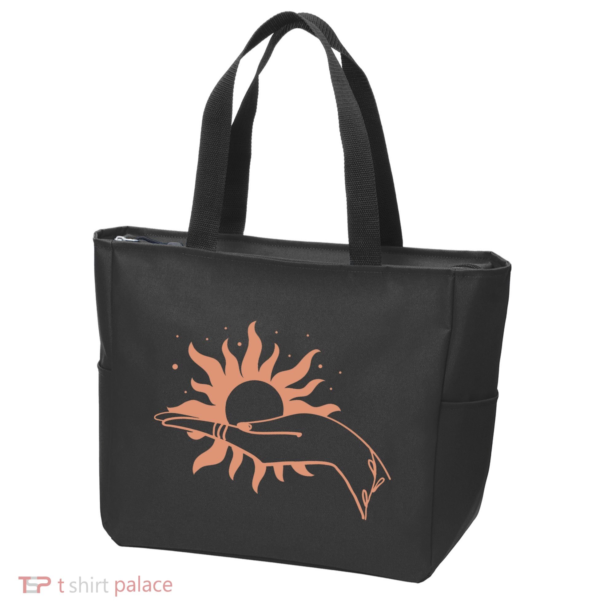 Boho Styled Open Palm Sun In Hand Tote Bag