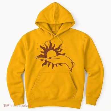 Boho Styled Open Palm Sun In Hand Hoodie