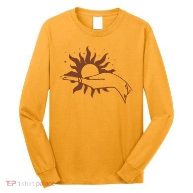 Boho Styled Open Palm Sun In Hand Long Sleeve Shirt