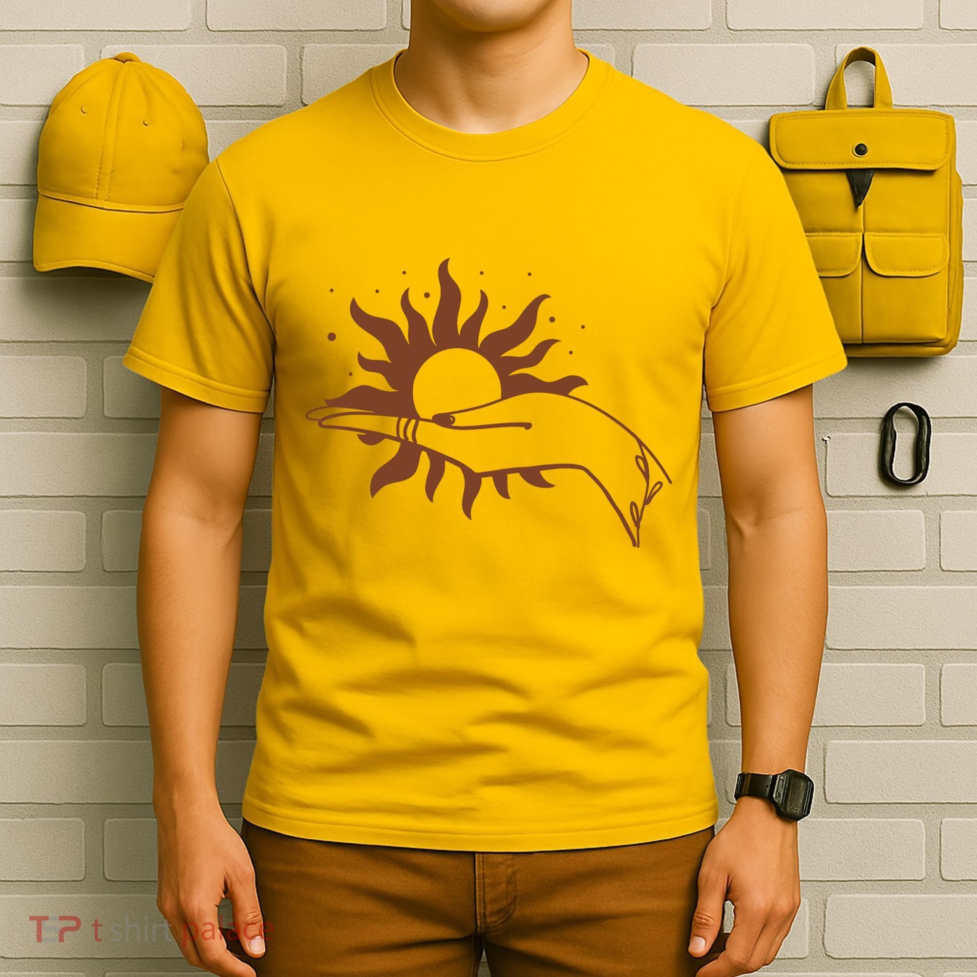 Boho Styled Open Palm Sun In Hand T-Shirt