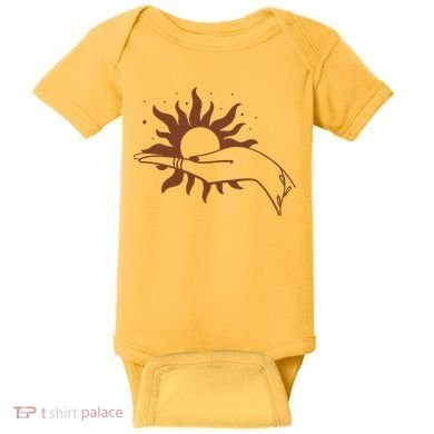 Boho Styled Open Palm Sun In Hand Baby Bodysuit