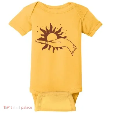 Boho Styled Open Palm Sun In Hand Baby Bodysuit