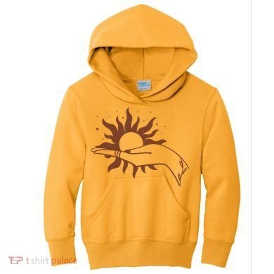Boho Styled Open Palm Sun In Hand Kids Hoodie